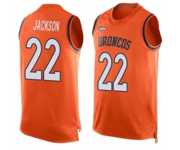 Men's Denver Broncos #22 Kareem Jackson Limited Orange Player Name & Number Tank Top Football Jersey