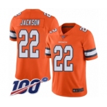 Men's Denver Broncos #22 Kareem Jackson Limited Orange Rush Vapor Untouchable 100th Season Football Jersey