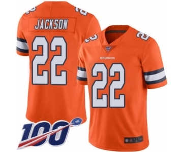 Men's Denver Broncos #22 Kareem Jackson Limited Orange Rush Vapor Untouchable 100th Season Football Jersey