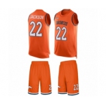 Men's Denver Broncos #22 Kareem Jackson Limited Orange Tank Top Suit Football Jersey