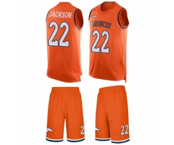 Men's Denver Broncos #22 Kareem Jackson Limited Orange Tank Top Suit Football Jersey