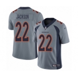 Men's Denver Broncos #22 Kareem Jackson Limited Silver Inverted Legend Football Jersey