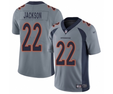 Men's Denver Broncos #22 Kareem Jackson Limited Silver Inverted Legend Football Jersey