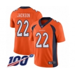 Men's Denver Broncos #22 Kareem Jackson Orange Team Color Vapor Untouchable Limited Player 100th Season Football Jersey