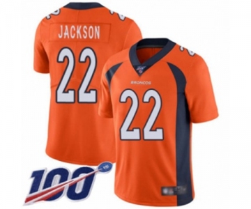 Men's Denver Broncos #22 Kareem Jackson Orange Team Color Vapor Untouchable Limited Player 100th Season Football Jersey