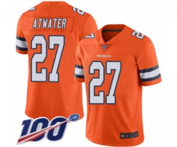 Men's Denver Broncos #27 Steve Atwater Limited Orange Rush Vapor Untouchable 100th Season Football Jersey