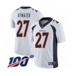 Men's Denver Broncos #27 Steve Atwater White Vapor Untouchable Limited Player 100th Season Football Jersey