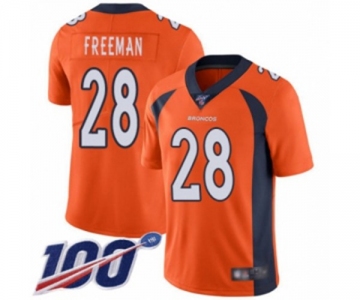 Men's Denver Broncos #28 Royce Freeman Orange Team Color Vapor Untouchable Limited Player 100th Season Football Jersey