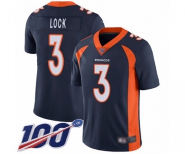 Men's Denver Broncos #3 Drew Lock Navy Blue Alternate Vapor Untouchable Limited Player 100th Season Football Jersey