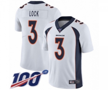 Men's Denver Broncos #3 Drew Lock White Vapor Untouchable Limited Player 100th Season Football Jersey