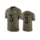 Men's Denver Broncos #3 Russell Wilson 2022 Olive Salute To Service Limited Stitched Jersey