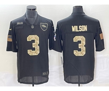 Men's Denver Broncos #3 Russell Wilson Black Camo 2020 Salute To Service Stitched NFL Nike Limited Jersey