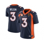 Men's Denver Broncos #3 Russell Wilson Navy With C Patch & Walter Payton Patch Vapor Untouchable Limited Stitched Jersey