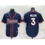 Men's Denver Broncos #3 Russell Wilson Nvay Blue Stitched Cool Base Nike Baseball Jersey