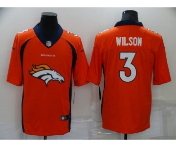 Men's Denver Broncos #3 Russell Wilson Orange Big Logo Number Vapor Untouchable Stitched NFL Nike Fashion Limited Jersey