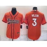 Men's Denver Broncos #3 Russell Wilson Orange Stitched Cool Base Nike Baseball Jersey