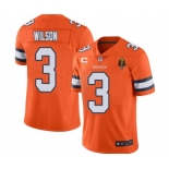 Men's Denver Broncos #3 Russell Wilson Orange With C Patch & Walter Payton Patch Limited Stitched Jersey