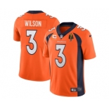 Men's Denver Broncos #3 Russell Wilson Orange With C Patch & Walter Payton Patch Vapor Untouchable Limited Stitched Jersey