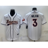 Men's Denver Broncos #3 Russell Wilson White Stitched Cool Base Nike Baseball Jersey