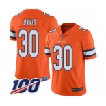 Men's Denver Broncos #30 Terrell Davis Limited Orange Rush Vapor Untouchable 100th Season Football Jersey