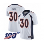 Men's Denver Broncos #30 Terrell Davis White Vapor Untouchable Limited Player 100th Season Football Jersey