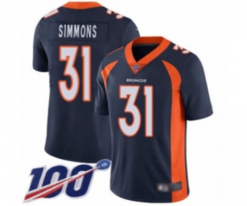 Men's Denver Broncos #31 Justin Simmons Navy Blue Alternate Vapor Untouchable Limited Player 100th Season Football Jersey