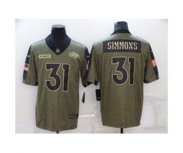 Men's Denver Broncos #31 Justin Simmons Nike Olive 2021 Salute To Service Limited Player Jersey