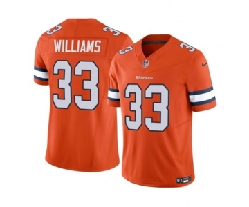 Men's Denver Broncos #33 Javonte Williams Orange 2023 F.U.S.E. Vapor Untouchable Football Stitched Jersey