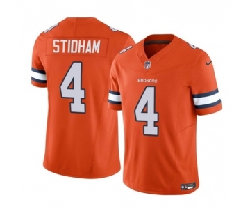 Men's Denver Broncos #4 Jarrett Stidham Orange 2023 F.U.S.E. Vapor Untouchable Football Stitched Jersey