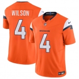 Men's Denver Broncos #4 Zach Wilson Orange 2024 F.U.S.E. Vapor Limited Football Stitched Jersey