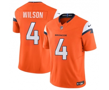 Men's Denver Broncos #4 Zach Wilson Orange 2024 F.U.S.E. Vapor Limited Football Stitched Jersey