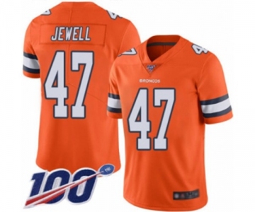 Men's Denver Broncos #47 Josey Jewell Limited Orange Rush Vapor Untouchable 100th Season Football Jersey