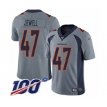 Men's Denver Broncos #47 Josey Jewell Limited Silver Inverted Legend 100th Season Football Jersey