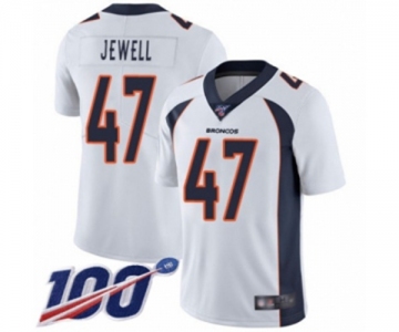 Men's Denver Broncos #47 Josey Jewell White Vapor Untouchable Limited Player 100th Season Football Jersey