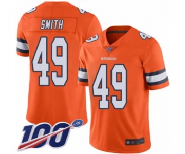 Men's Denver Broncos #49 Dennis Smith Limited Orange Rush Vapor Untouchable 100th Season Football Jersey