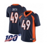 Men's Denver Broncos #49 Dennis Smith Navy Blue Alternate Vapor Untouchable Limited Player 100th Season Football Jersey