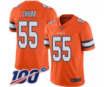 Men's Denver Broncos #55 Bradley Chubb Limited Orange Rush Vapor Untouchable 100th Season Football Jersey