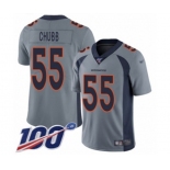 Men's Denver Broncos #55 Bradley Chubb Limited Silver Inverted Legend 100th Season Football Jersey