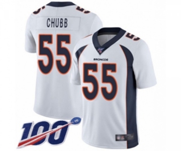 Men's Denver Broncos #55 Bradley Chubb White Vapor Untouchable Limited Player 100th Season Football Jersey