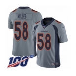 Men's Denver Broncos #58 Von Miller Limited Silver Inverted Legend 100th Season Football Jersey