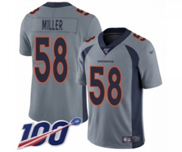 Men's Denver Broncos #58 Von Miller Limited Silver Inverted Legend 100th Season Football Jersey