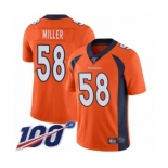 Men's Denver Broncos #58 Von Miller Orange Team Color Vapor Untouchable Limited Player 100th Season Football Jersey