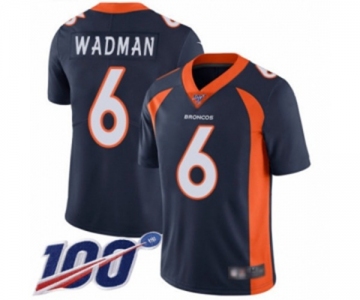 Men's Denver Broncos #6 Colby Wadman Navy Blue Alternate Vapor Untouchable Limited Player 100th Season Football Jersey