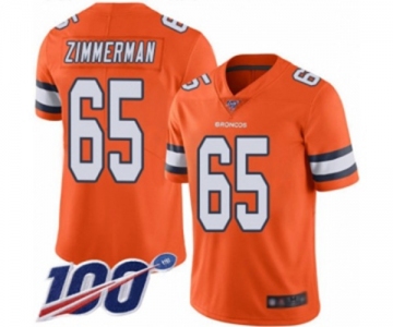 Men's Denver Broncos #65 Gary Zimmerman Limited Orange Rush Vapor Untouchable 100th Season Football Jersey