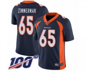 Men's Denver Broncos #65 Gary Zimmerman Navy Blue Alternate Vapor Untouchable Limited Player 100th Season Football Jersey