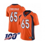 Men's Denver Broncos #65 Gary Zimmerman Orange Team Color Vapor Untouchable Limited Player 100th Season Football Jersey