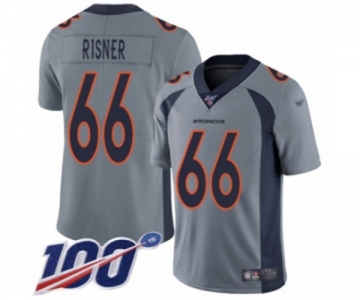 Men's Denver Broncos #66 Dalton Risner Limited Silver Inverted Legend 100th Season Football Jersey