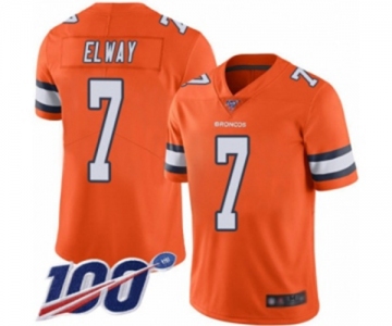 Men's Denver Broncos #7 John Elway Limited Orange Rush Vapor Untouchable 100th Season Football Jersey