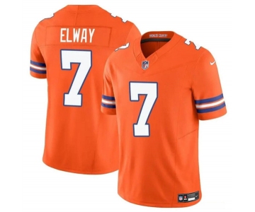 Men's Denver Broncos #7 John Elway Orange F.U.S.E. Mile High Collection 1977 Throwback Vapor Limited Football Stitched Jersey