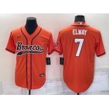 Men's Denver Broncos #7 John Elway Orange Stitched Cool Base Nike Baseball Jersey